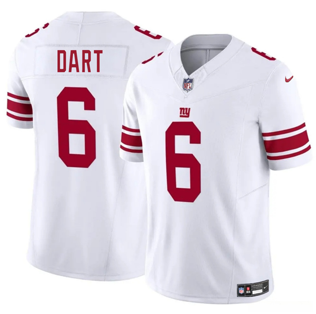 Men's New York Giants #6 Jaxson Dart White 2025 Draft F.U.S.E. Vapor Untouchable Limited Stitched Jersey